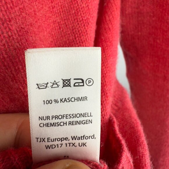 ADRIENNE VITTADINI 2-Ply Cashmere 100% V-Neck Long Sleeves Pink Sweater Pull S - Picture 7 of 7